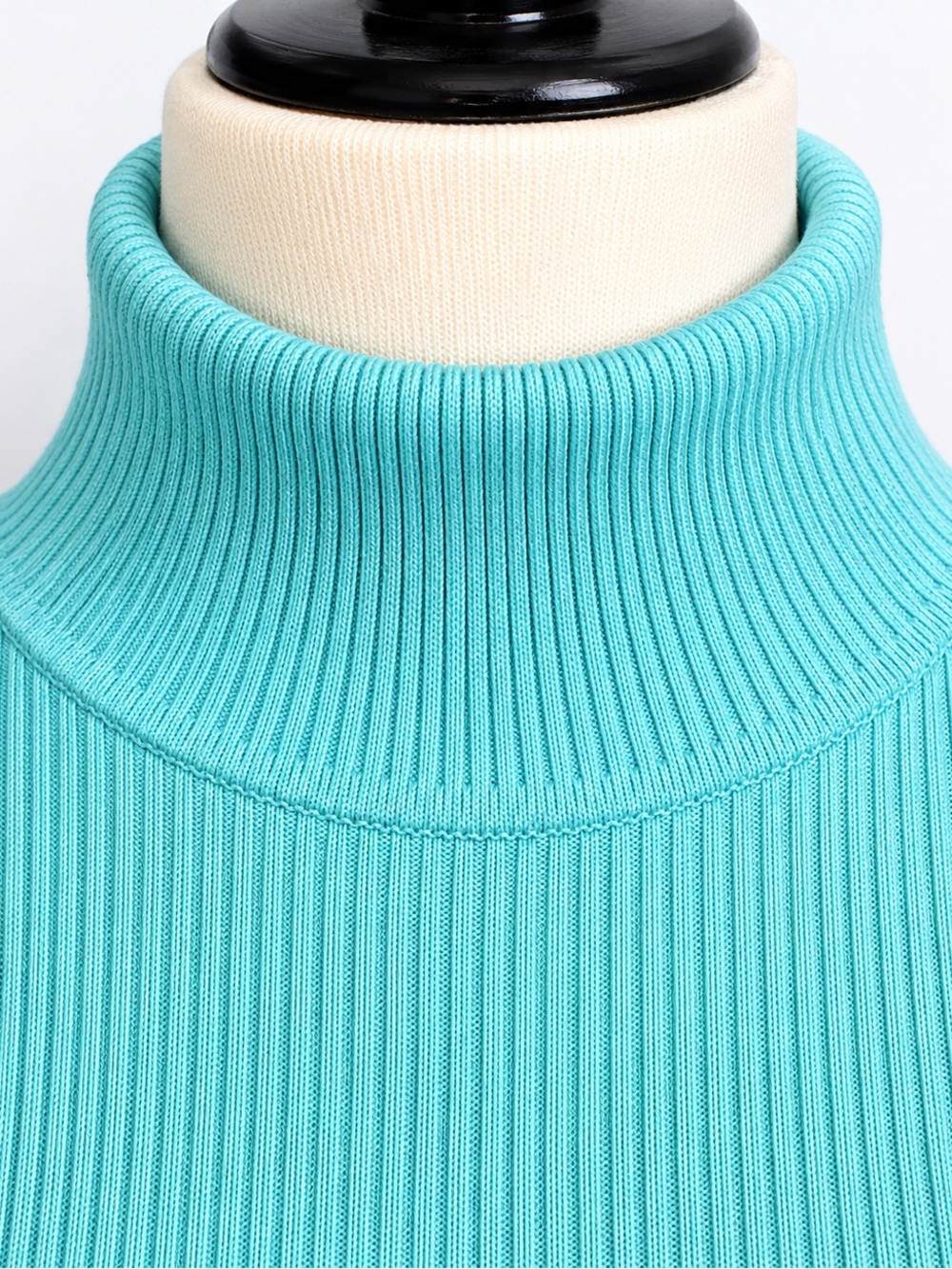 Vintage Y2K Dana Buchman Aqua Blue Ribbed Sleeveless Turtleneck Top L - Picture 2 of 7